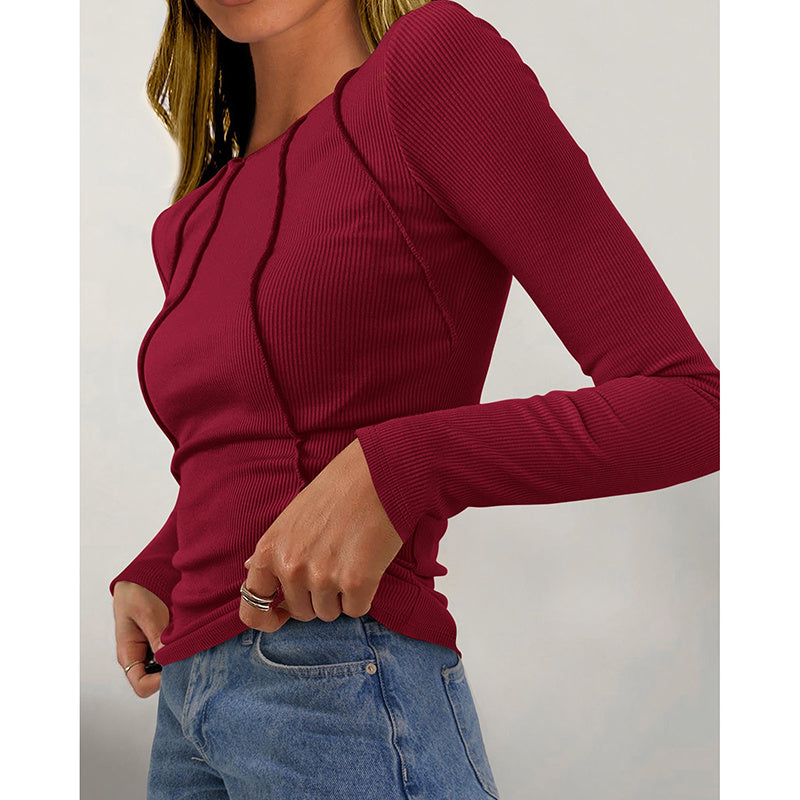 Women Long Sleeve T Shirts Crewneck Slim Fit Tops Going Out Fall Fashion Basic Tee