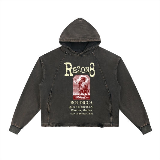 Vintage Washed Frayed-Hem Hoodie