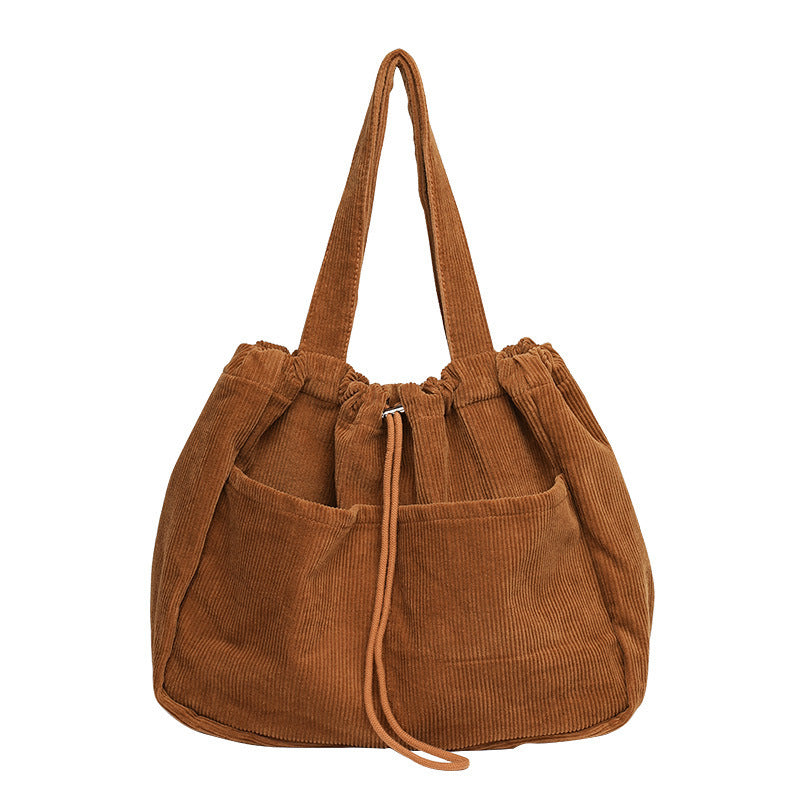 CorduroyDrawstring Multi-pocket Handbag Women Underarm Bags