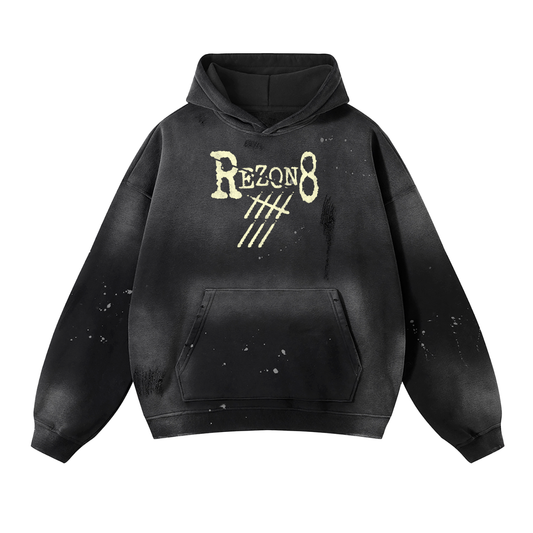 Vintage Washed Frayed Fleece Hoodie