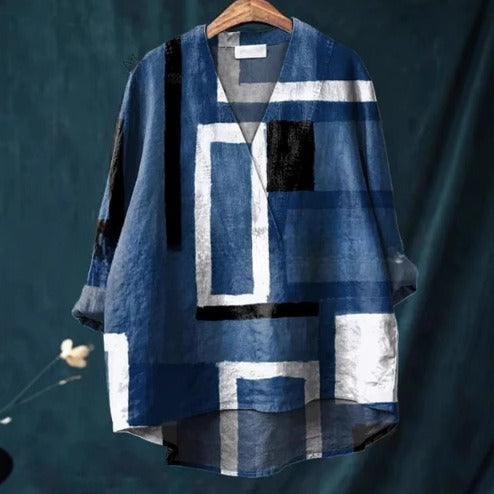 Fashion Digital Printing Large Wide V-neck Top