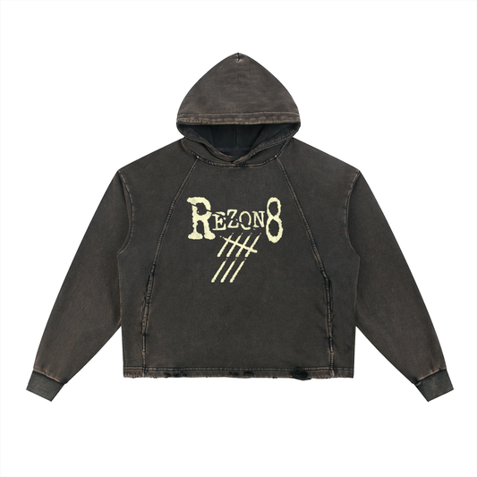 Vintage Washed Frayed-Hem Hoodie