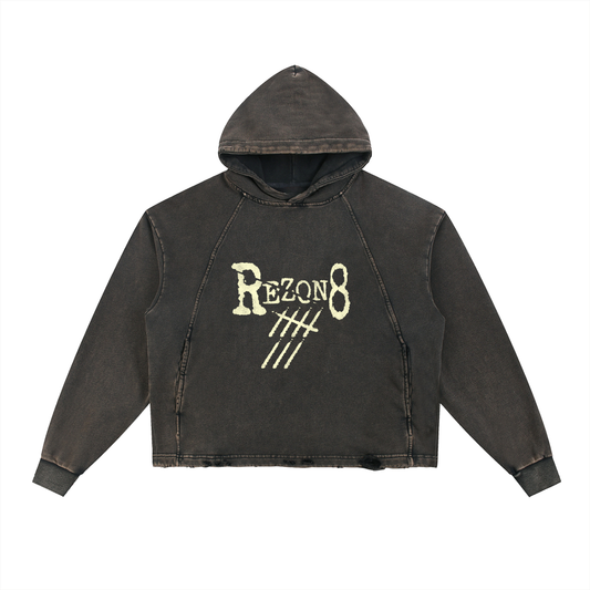 Vintage Washed Frayed-Hem Hoodie