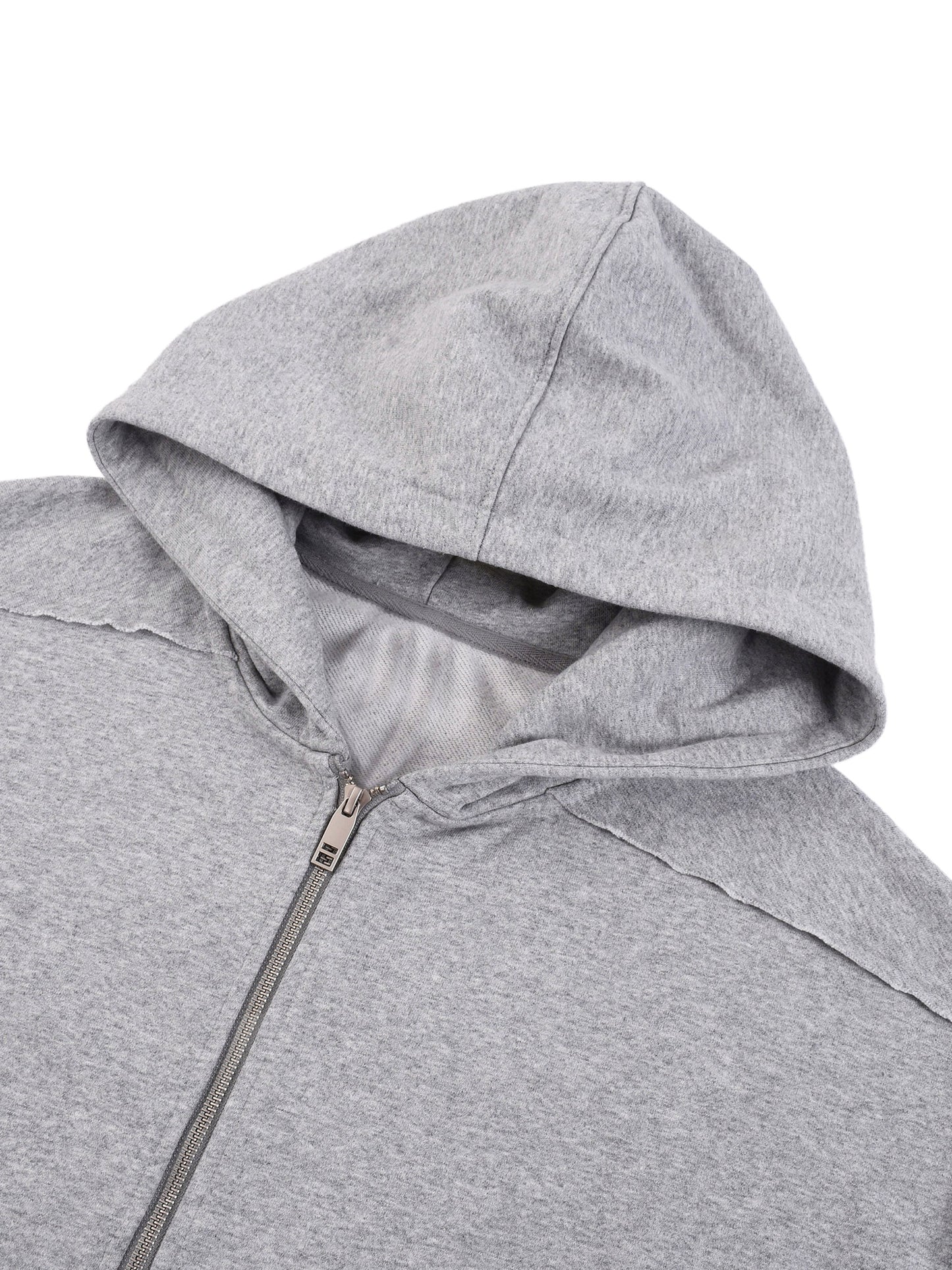 Contrast Tape Raw Edge Double Layered Zip Hoodie