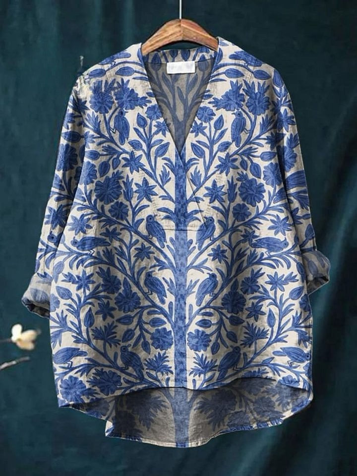 Fashion Digital Printing Large Wide V-neck Top