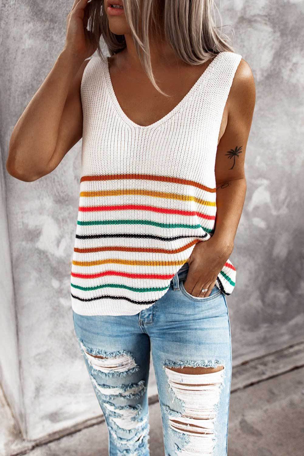 Summer Colorful Striped Blouse Shirt